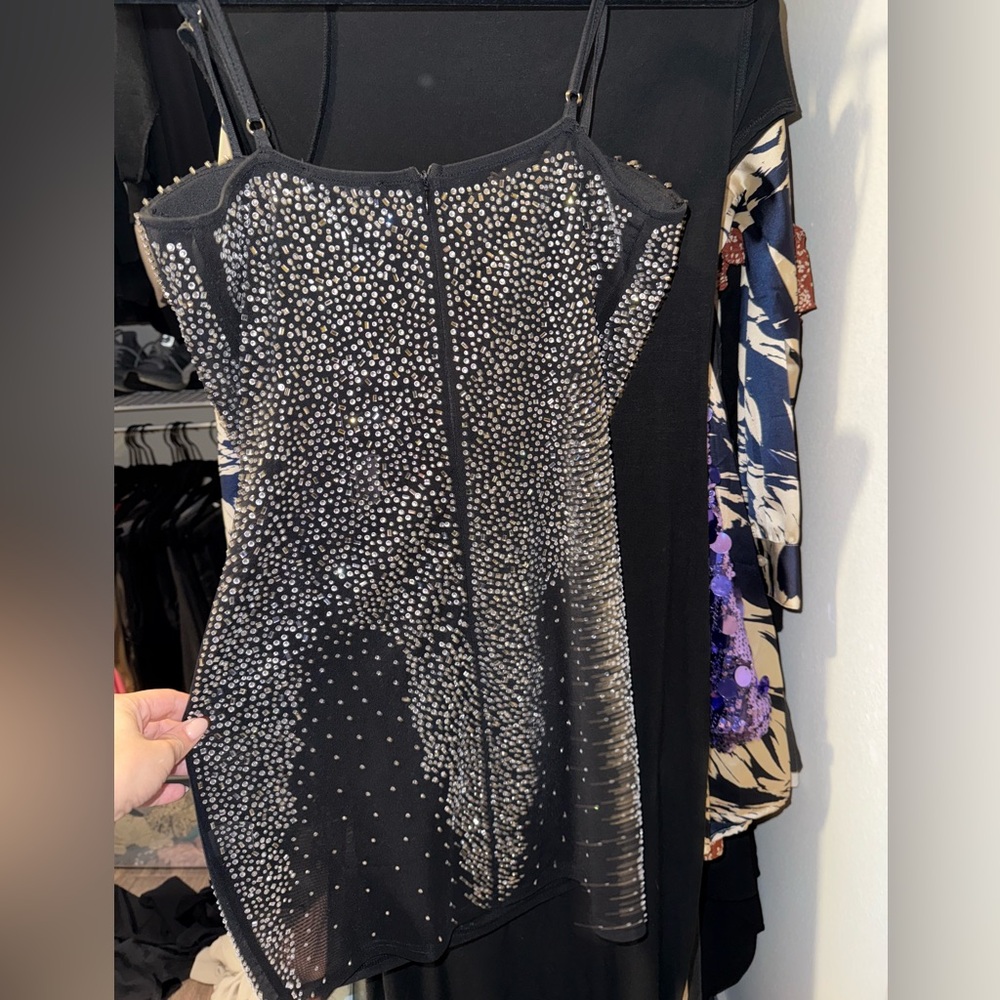 Fashion nova black sheer Rhinestone Embellished Corset Dress BRAND NEW Not worn - Picture 5 of 5